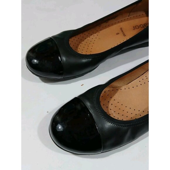 Gabor Hovercraft Leather Slip On Cap Toe Flats Size 6 Black Work - Picture 3 of 8